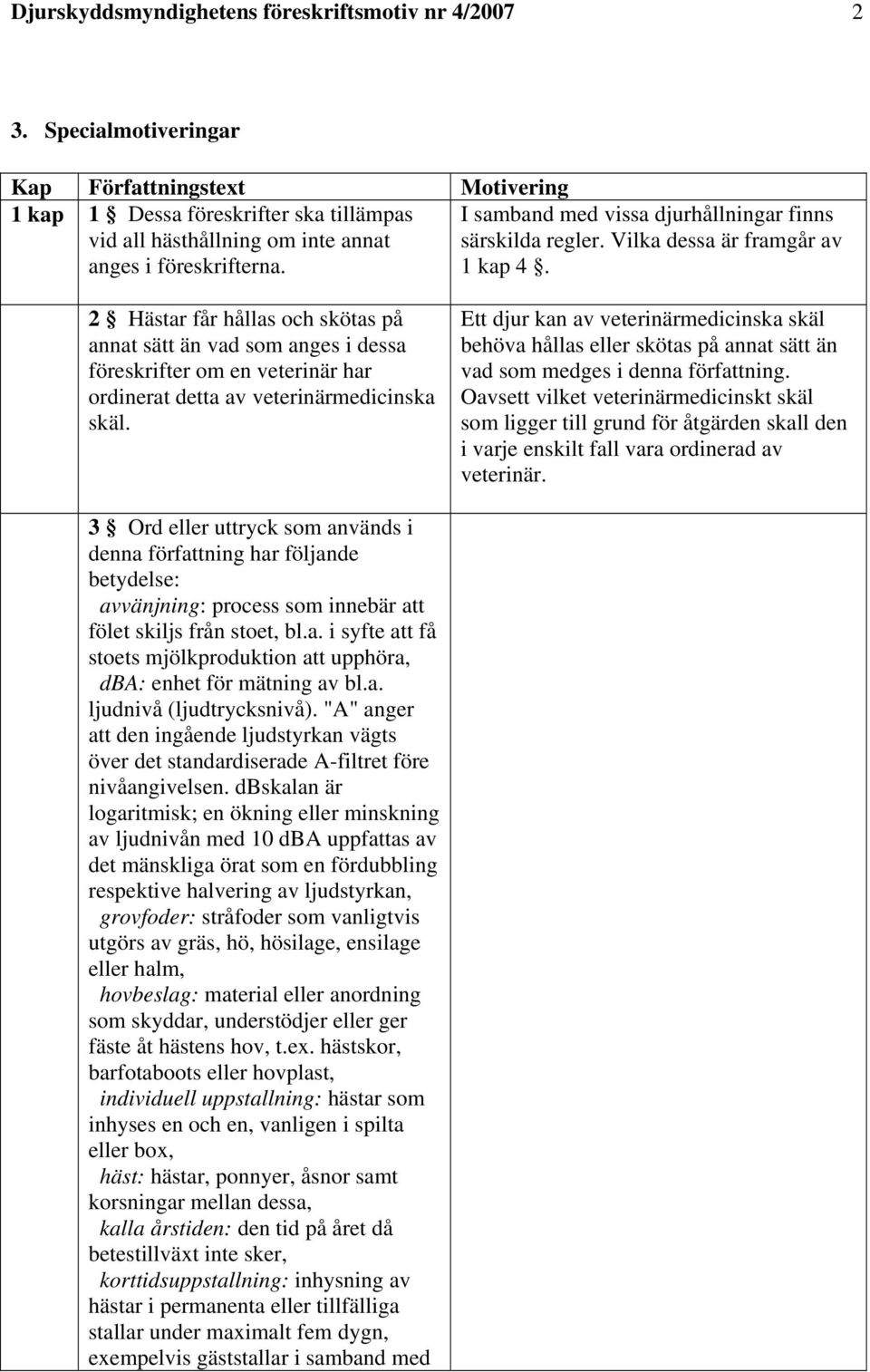 I samband med vissa djurhållningar finns särskilda regler. Vilka dessa är framgår av 1 kap 4.