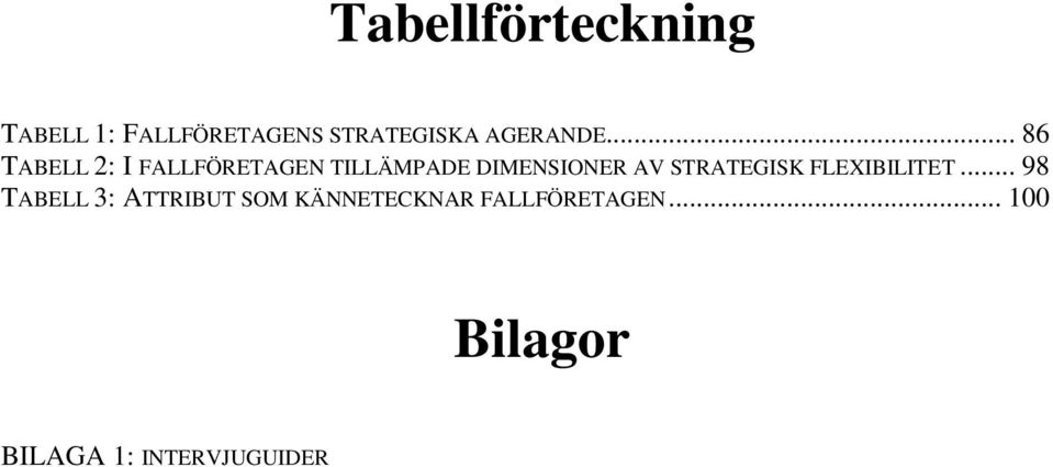 .. 86 TABELL 2: I FALLFÖRETAGEN TILLÄMPADE DIMENSIONER AV