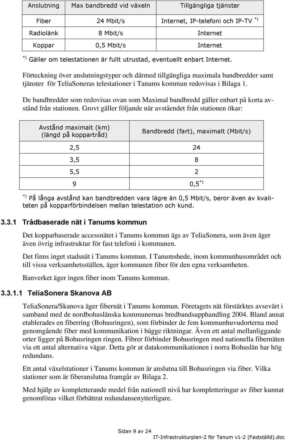 De bandbredder som redovisas ovan som Maximal bandbredd gäller enbart på korta avstånd från stationen.