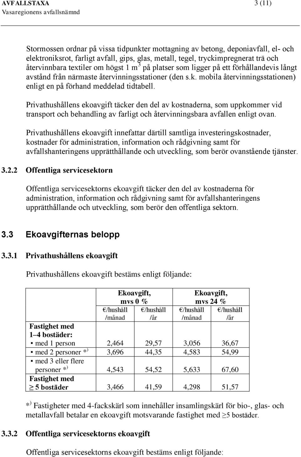 Privathushållens ekoavgift täcker den del av kostnaderna, som uppkommer vid transport och behandling av farligt och återvinningsbara avfallen enligt ovan.