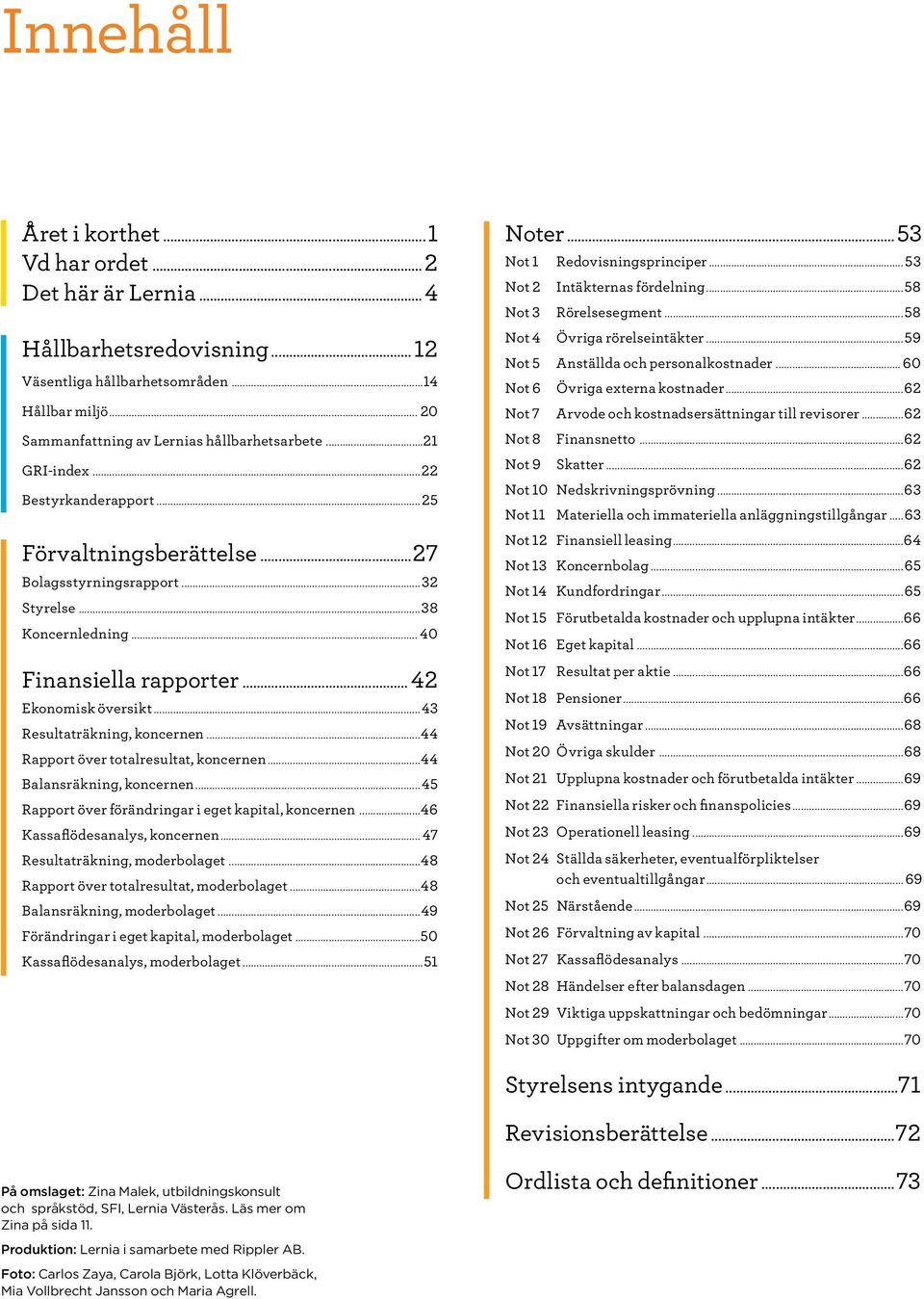 ..43 Resultaträkning, koncernen...44 Rapport över totalresultat, koncernen...44 Balansräkning, koncernen...45 Rapport över förändringar i eget kapital, koncernen...46 Kassaflödesanalys, koncernen.