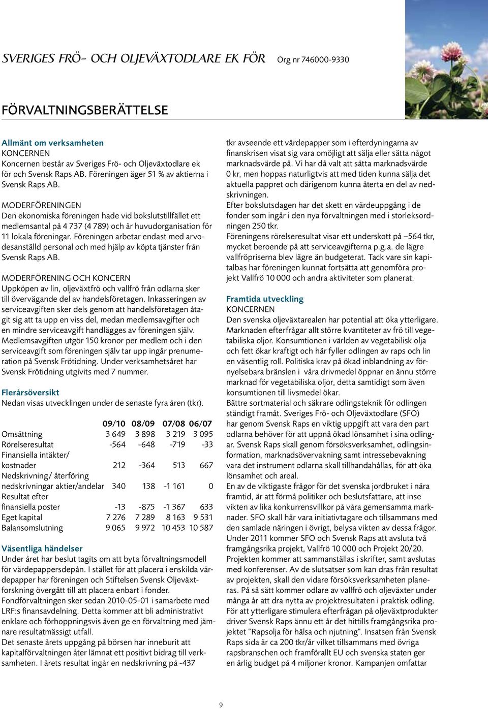 MODERFÖRENINGEN Den ekonomiska föreningen hade vid bokslutstillfället ett medlemsantal på 4 737 (4 789) och är huvudorganisation för 11 lokala föreningar.