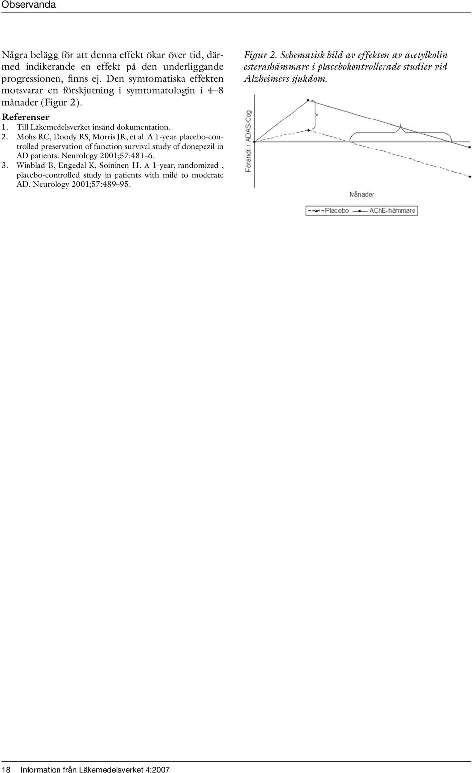 A 1-year, placebo-controlled preservation of function survival study of donepezil in AD patients. Neurology 2001;57:481 6. 3. Winblad B, Engedal K, Soininen H.