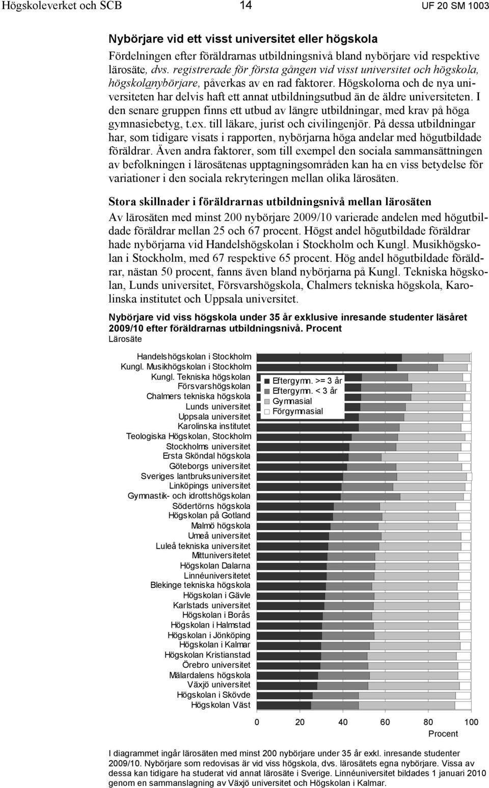 Högskolorna och de nya universiteten har delvis haft ett annat utbildningsutbud än de äldre universiteten.