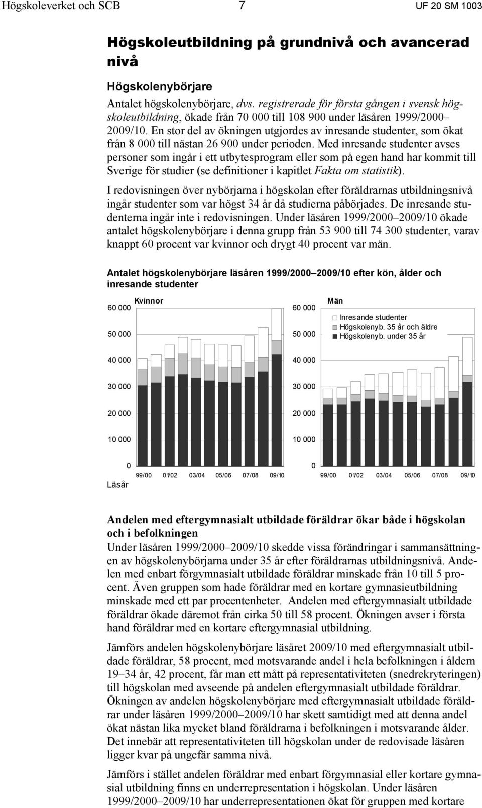 En stor del av ökningen utgjordes av inresande studenter, som ökat från 8 000 till nästan 26 900 under perioden.