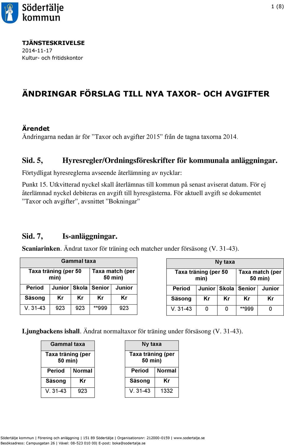 Utkvitterad nyckel skall återlämnas till kommun på senast aviserat datum. För ej återlämnad nyckel debiteras en avgift till hyresgästerna.