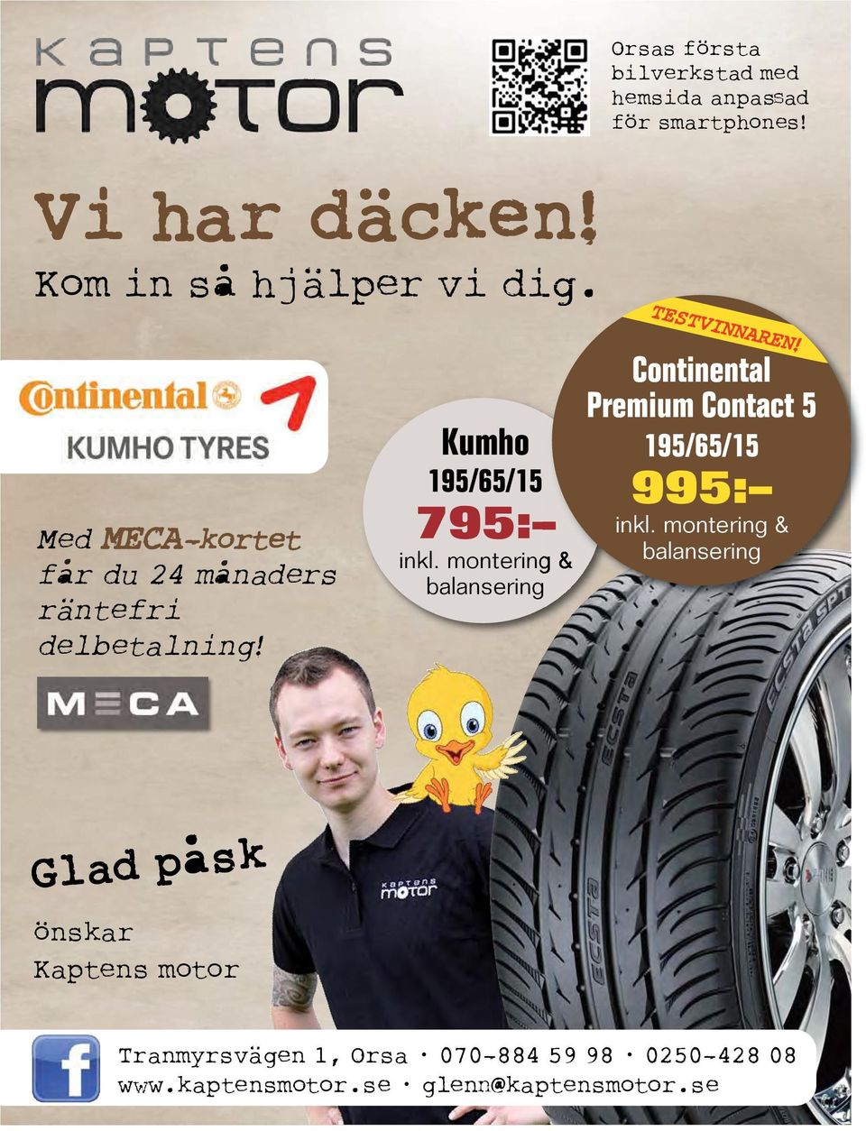 montering & balansering TESTVINNAREN! Continental Premium Contact 5 195/65/15 995: inkl.