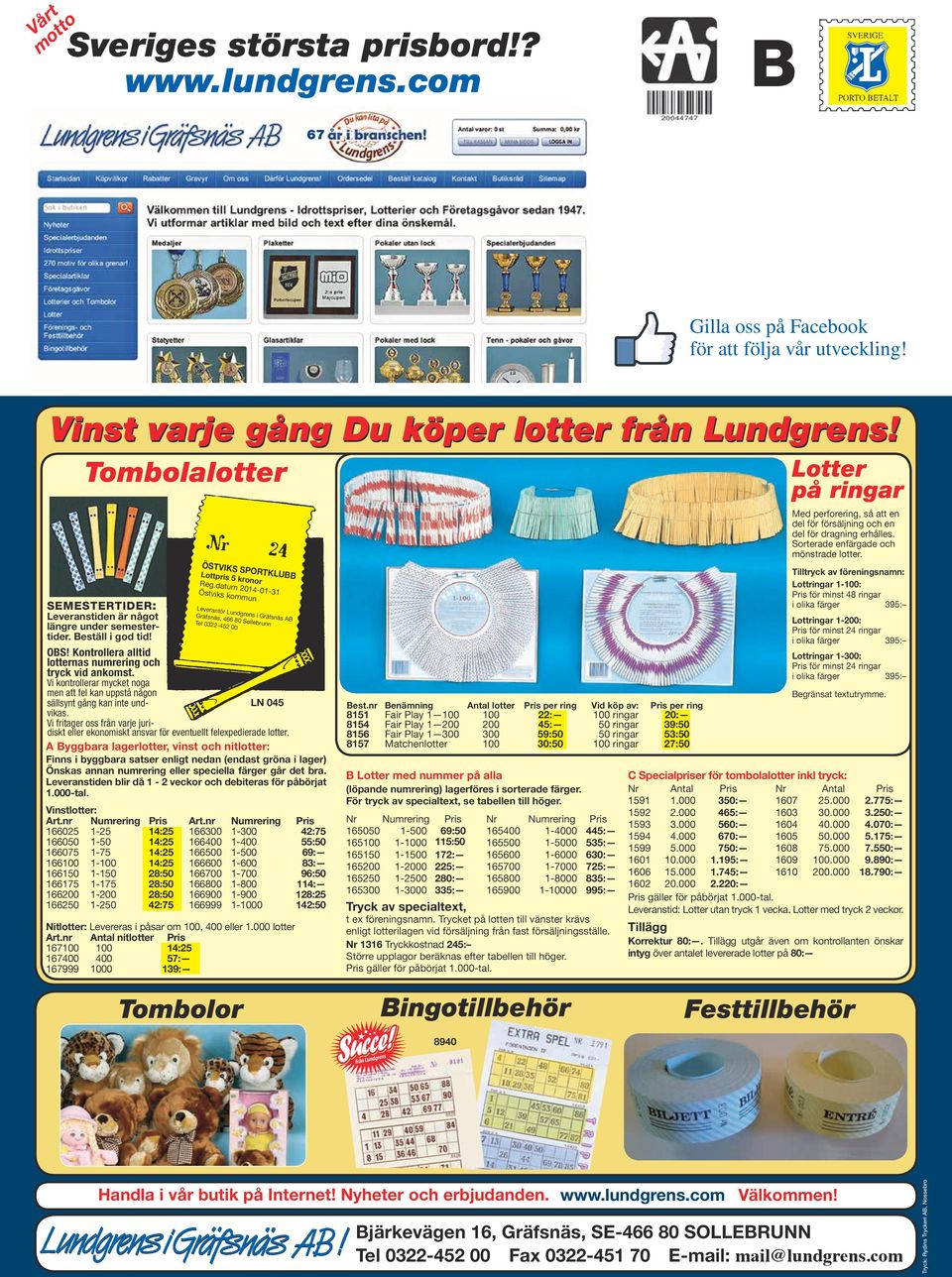datum 2014-01-31 Östviks kommun Leverantör Lundgrens i Gräfsnäs AB Gräfsnäs, 466 80 Sollebrunn Tel 0322-452 00 OBS! Kontrollera alltid lotternas numrering och tryck vid ankomst.