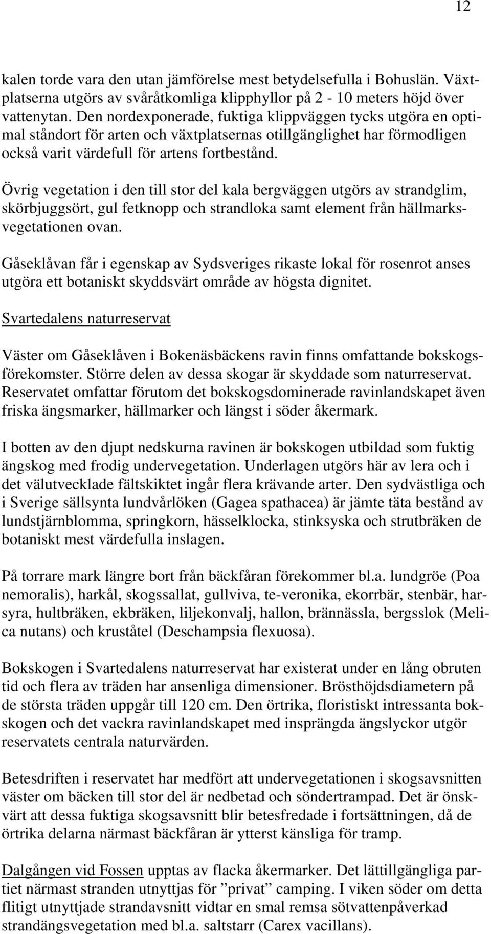 Övrig vegetation i den till stor del kala bergväggen utgörs av strandglim, skörbjuggsört, gul fetknopp och strandloka samt element från hällmarksvegetationen ovan.