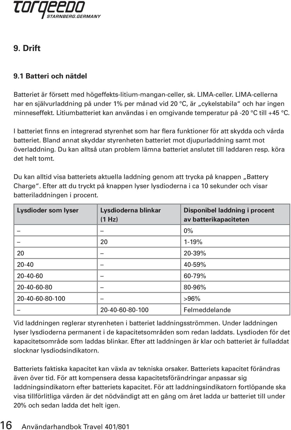 I batteriet finns en integrerad styrenhet som har flera funktioner för att skydda och vårda batteriet. Bland annat skyddar styrenheten batteriet mot djupurladdning samt mot överladdning.