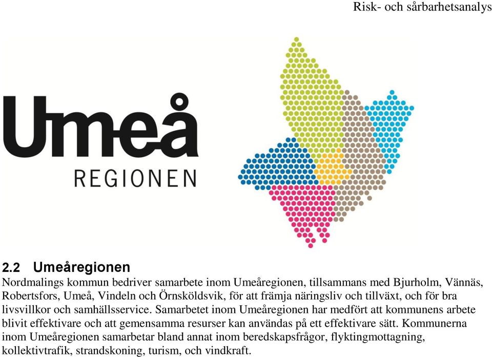 Samarbetet inom Umeåregionen har medfört att kommunens arbete blivit effektivare och att gemensamma resurser kan användas på ett