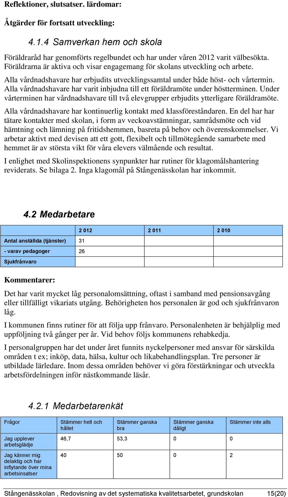 Alla vårdadshavare har varit ibjuda till ett föräldramöte uder hösttermie. Uder vårtermie har vårdadshavare till två elevgrupper erbjudits ytterligare föräldramöte.