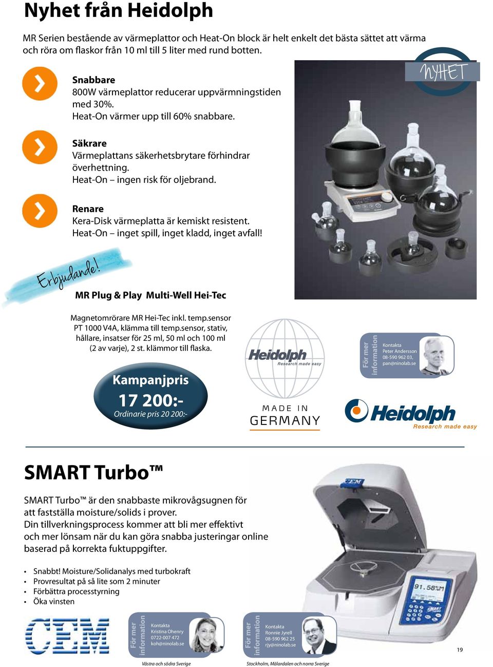 NYHET Renare Kera-Disk värmeplatta är kemiskt resistent. Heat-On inget spill, inget kladd, inget avfall! Erbjudande! MR Plug & Play Multi-Well Hei-Tec Magnetomrörare MR Hei-Tec inkl. temp.