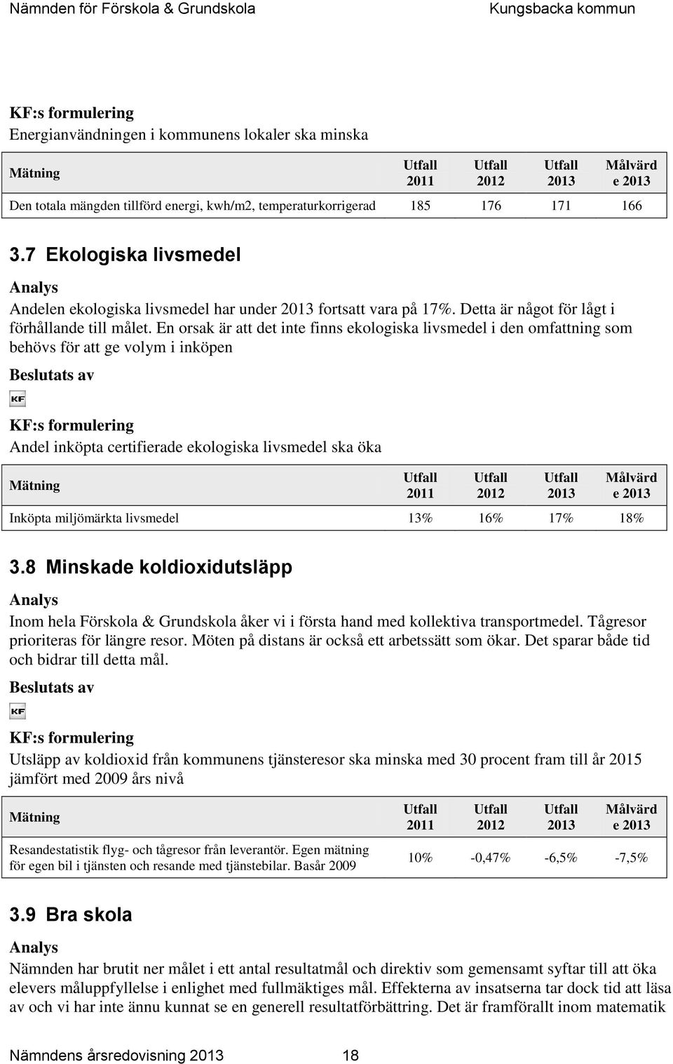 En orsak är att det inte finns ekologiska livsmedel i den omfattning som behövs för att ge volym i inköpen Beslutats av KF:s formulering Andel inköpta certifierade ekologiska livsmedel ska öka