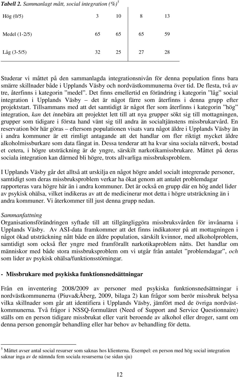 smärre skillnader både i Upplands Väsby och nordvästkommunerna över tid. De flesta, två av tre, återfinns i kategorin medel.