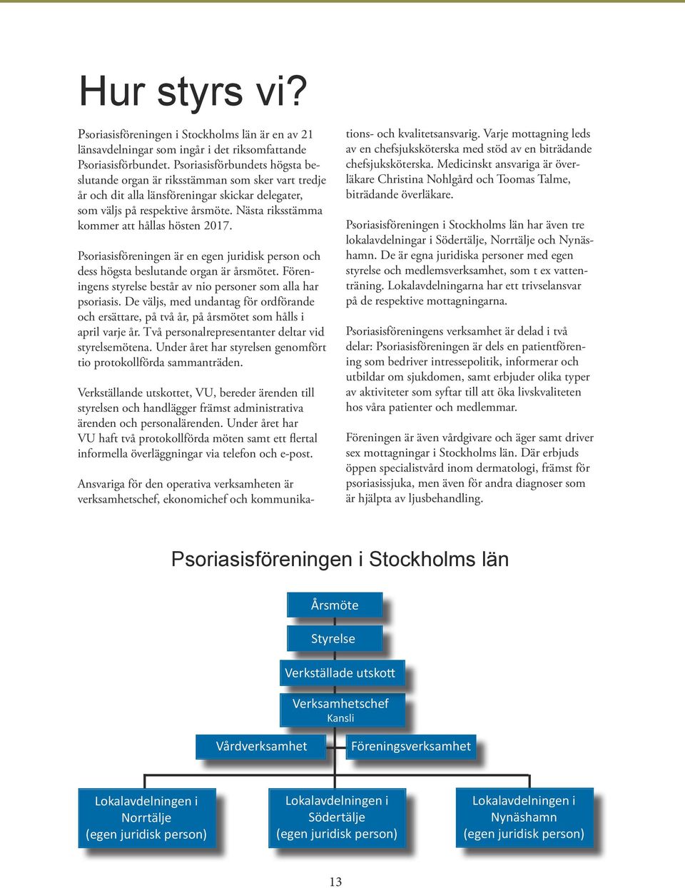 Nästa riksstämma kommer att hållas hösten 2017. Psoriasisföreningen är en egen juridisk person och dess högsta beslutande organ är årsmötet.