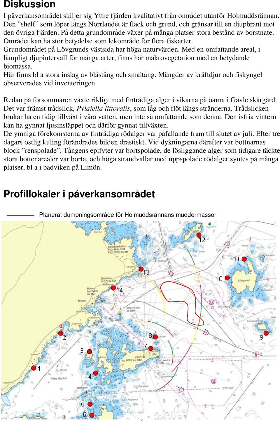 Området kan ha stor betydelse som lekområde för flera fiskarter. Grundområdet på Lövgrunds västsida har höga naturvärden.