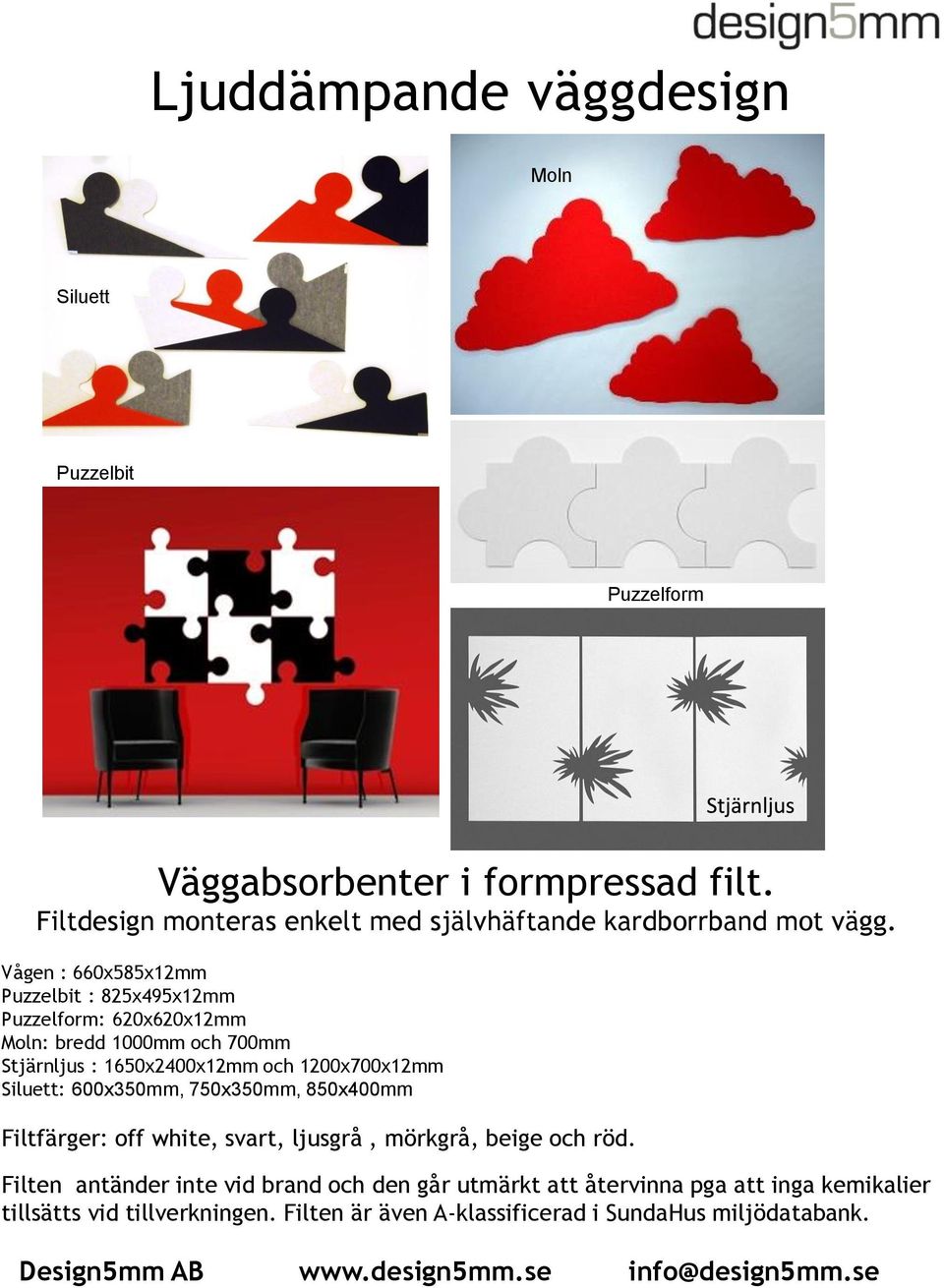 Vågen : 660x585x12mm Puzzelbit : 825x495x12mm Puzzelform: 620x620x12mm Moln: bredd 1000mm och 700mm Stjärnljus : 1650x2400x12mm och 1200x700x12mm