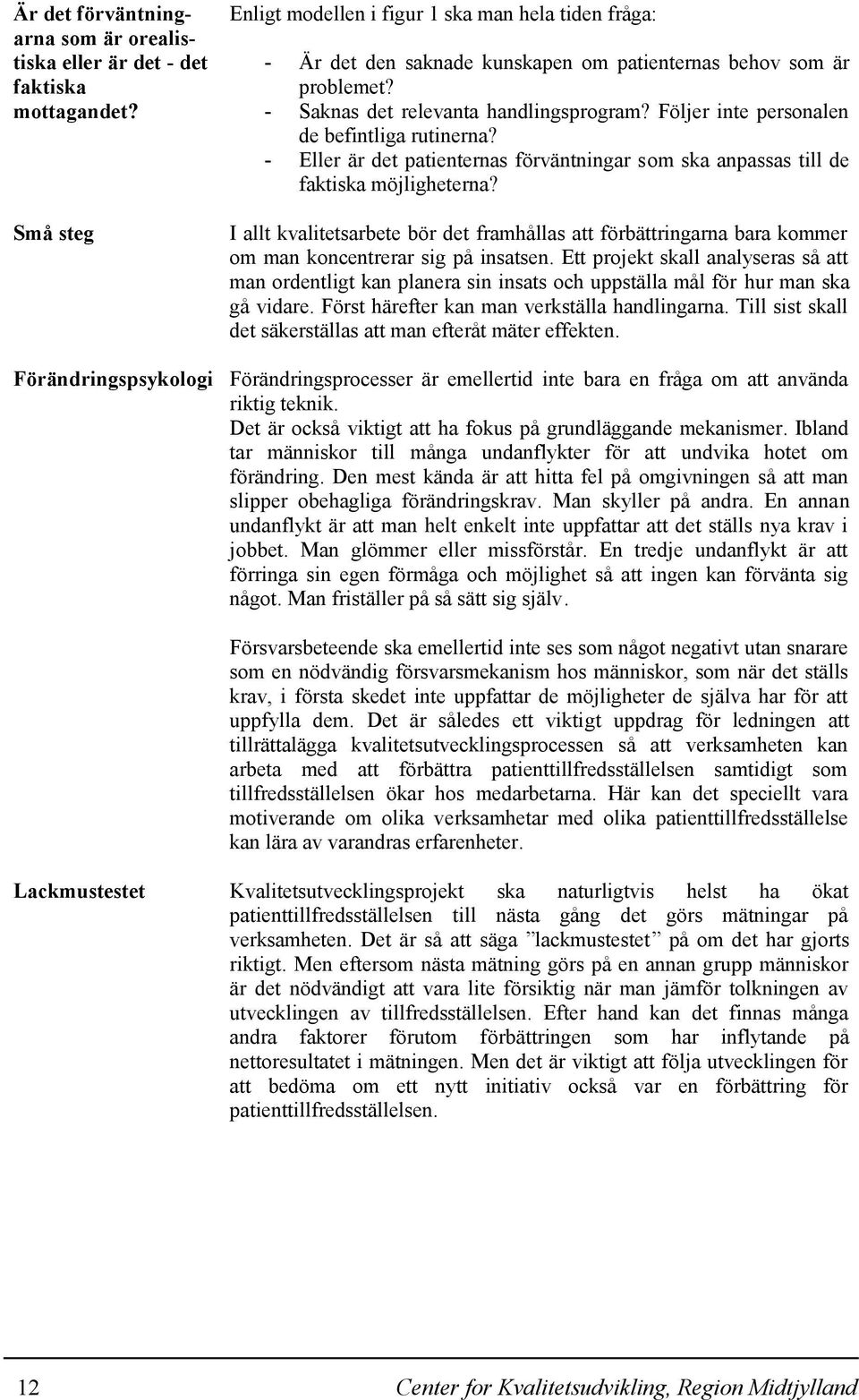 Följer inte personalen de befintliga rutinerna? - Eller är det patienternas förväntningar som ska anpassas till de faktiska möjligheterna?