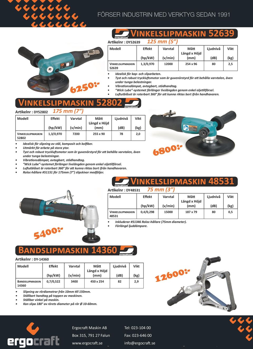 Längd x Höjd Ljudnivå (db) 1,3/0,970 7200 255 x 90 78 2,0 Idealisk för slipning av stål, komposit och kolfiber. Utmärkt för arbete på stora ytor.