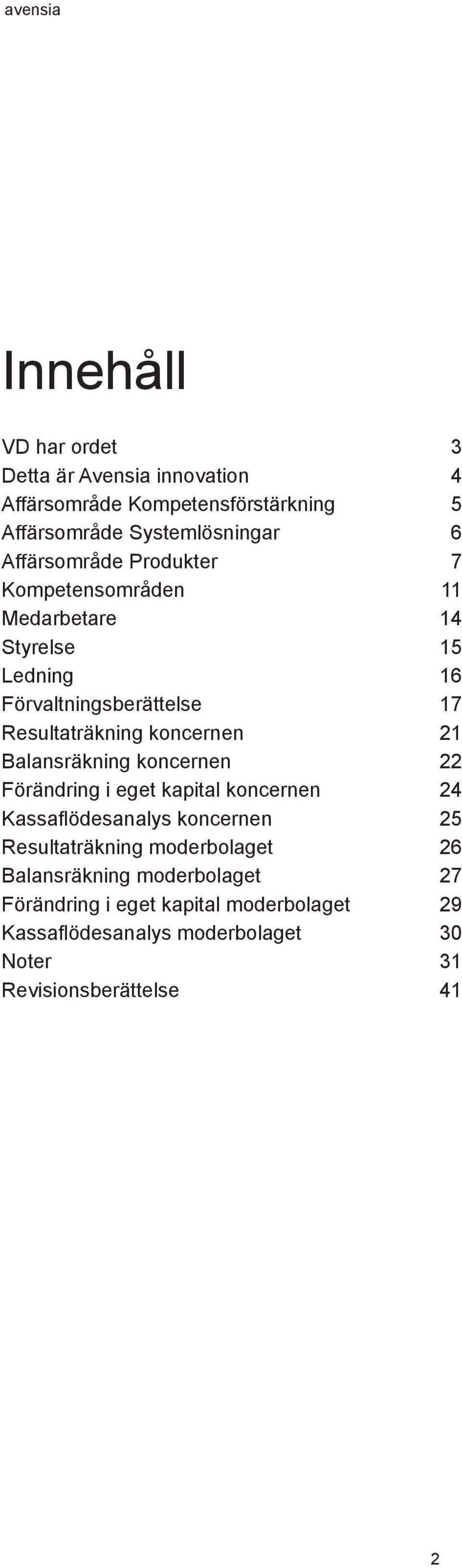 koncernen 21 Balansräkning koncernen 22 Förändring i eget kapital koncernen 24 Kassaflödesanalys koncernen 25 Resultaträkning