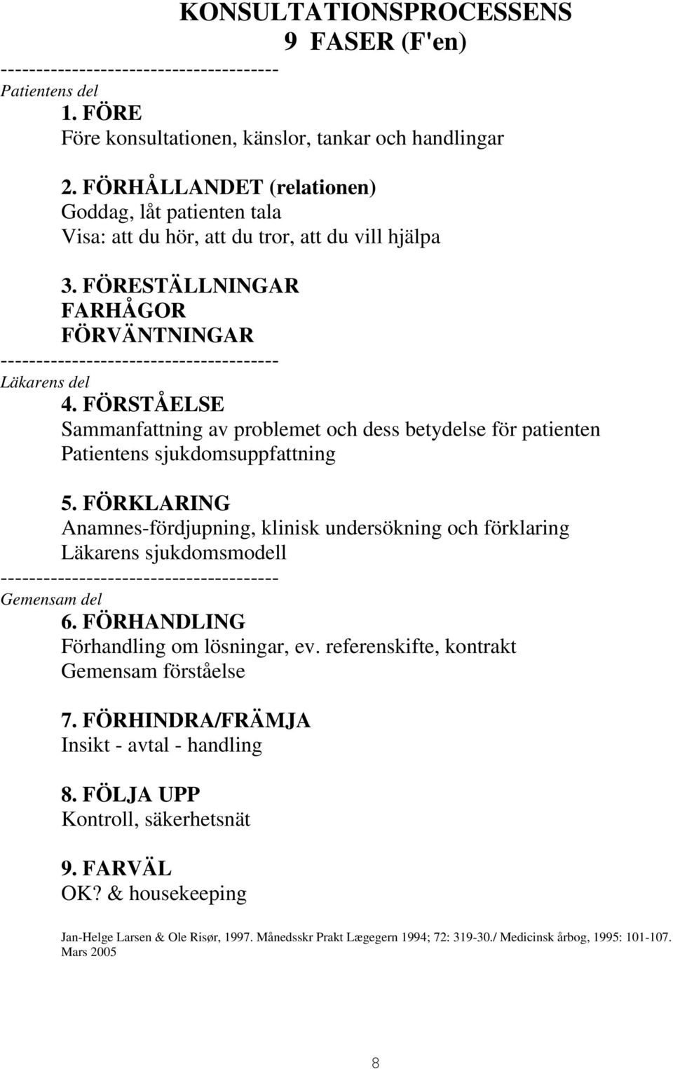 FÖRSTÅELSE Sammanfattning av problemet och dess betydelse för patienten Patientens sjukdomsuppfattning 5.