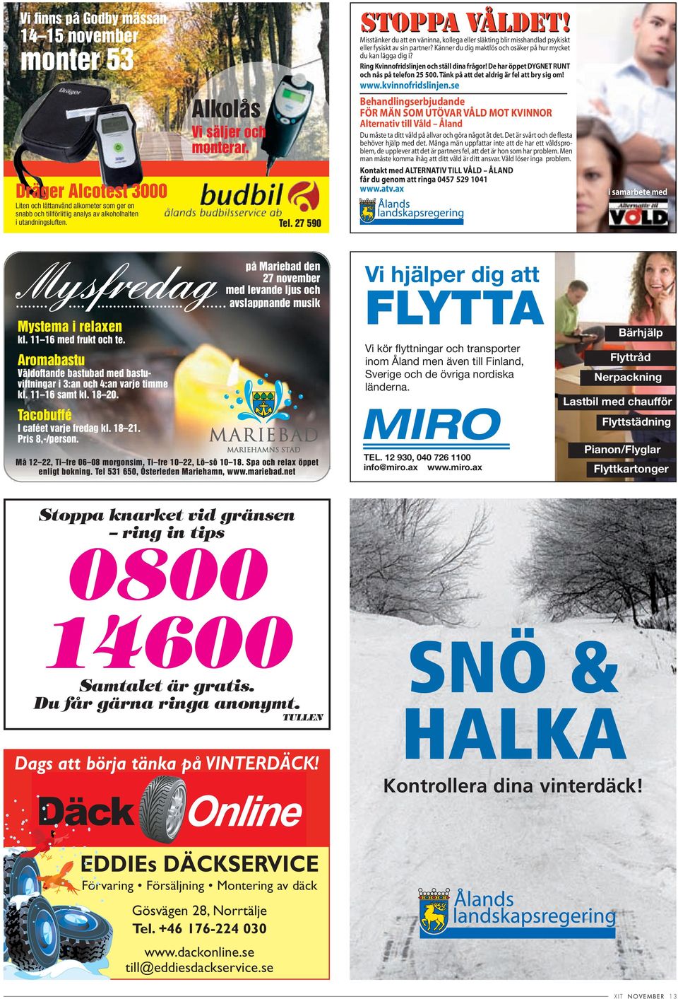 Känner du dig maktlös och osäker på hur mycket du kan lägga dig i? Ring Kvinnofridslinjen och ställ dina frågor! De har öppet DYGNET RUNT och nås på telefon 25 500.