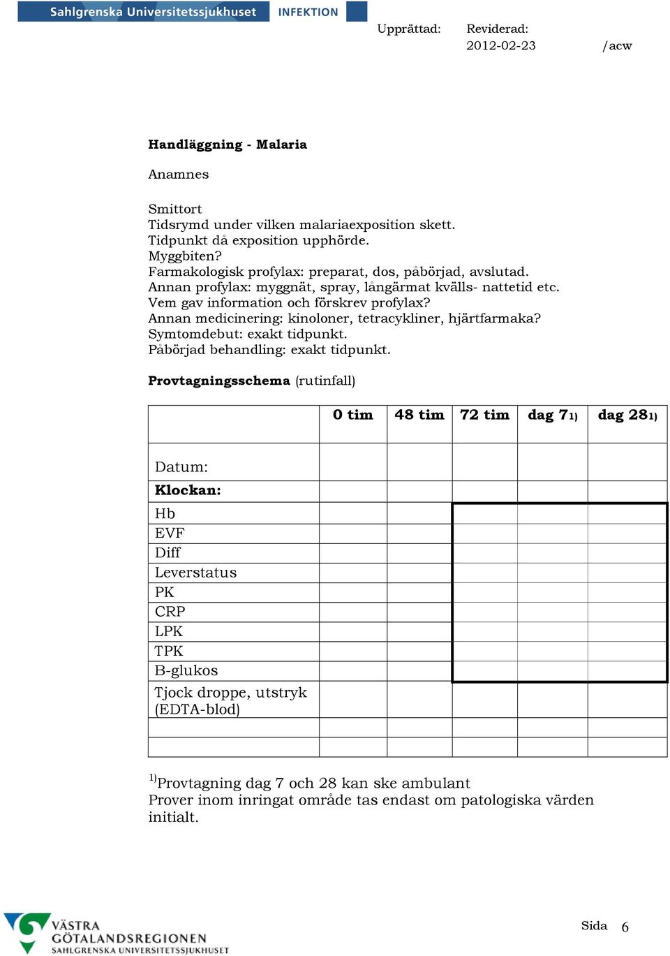 Annan medicinering: kinoloner, tetracykliner, hjärtfarmaka? Symtomdebut: exakt tidpunkt. Påbörjad behandling: exakt tidpunkt.