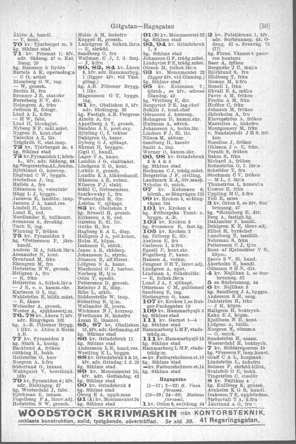 wa~lm~n C\J, f. d.:fanj. Johanson GF, trädg.mäst, res honteux Bang. 20 - if, ä.fru. Lindqvist FE, trädg.mäst. Baer A, fj;öken ' äg. Hansson & Byden ljjo, 82, 84 kv, Åkern Olsson M, folksk.