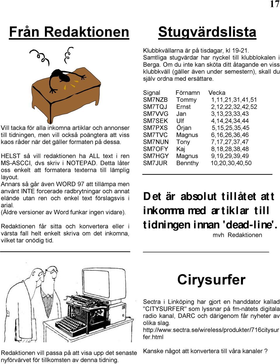 Vill tacka för alla inkomna artiklar och annonser till tidningen, men vill också poängtera att viss kaos råder när det gäller formaten på dessa.