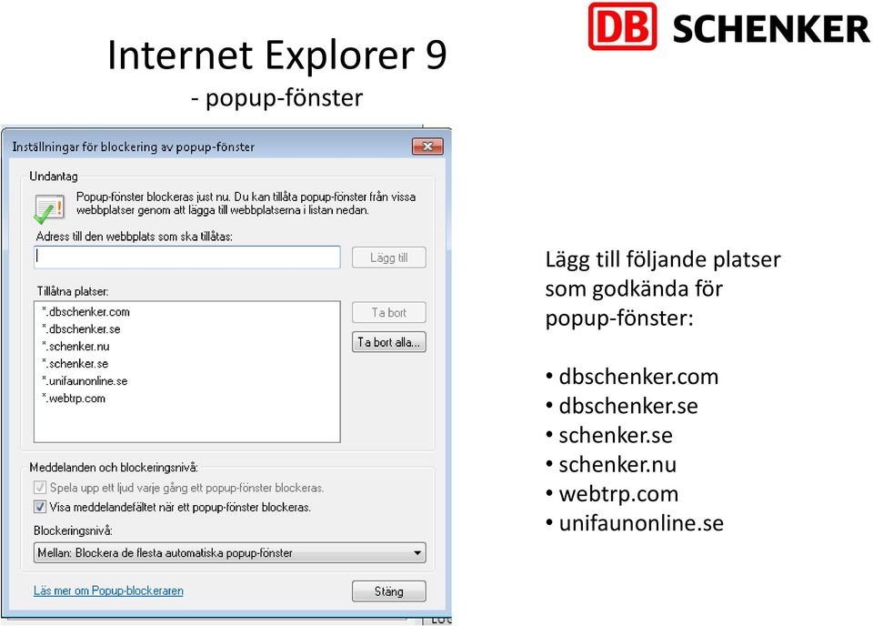 popup-fönster: dbschenker.com dbschenker.