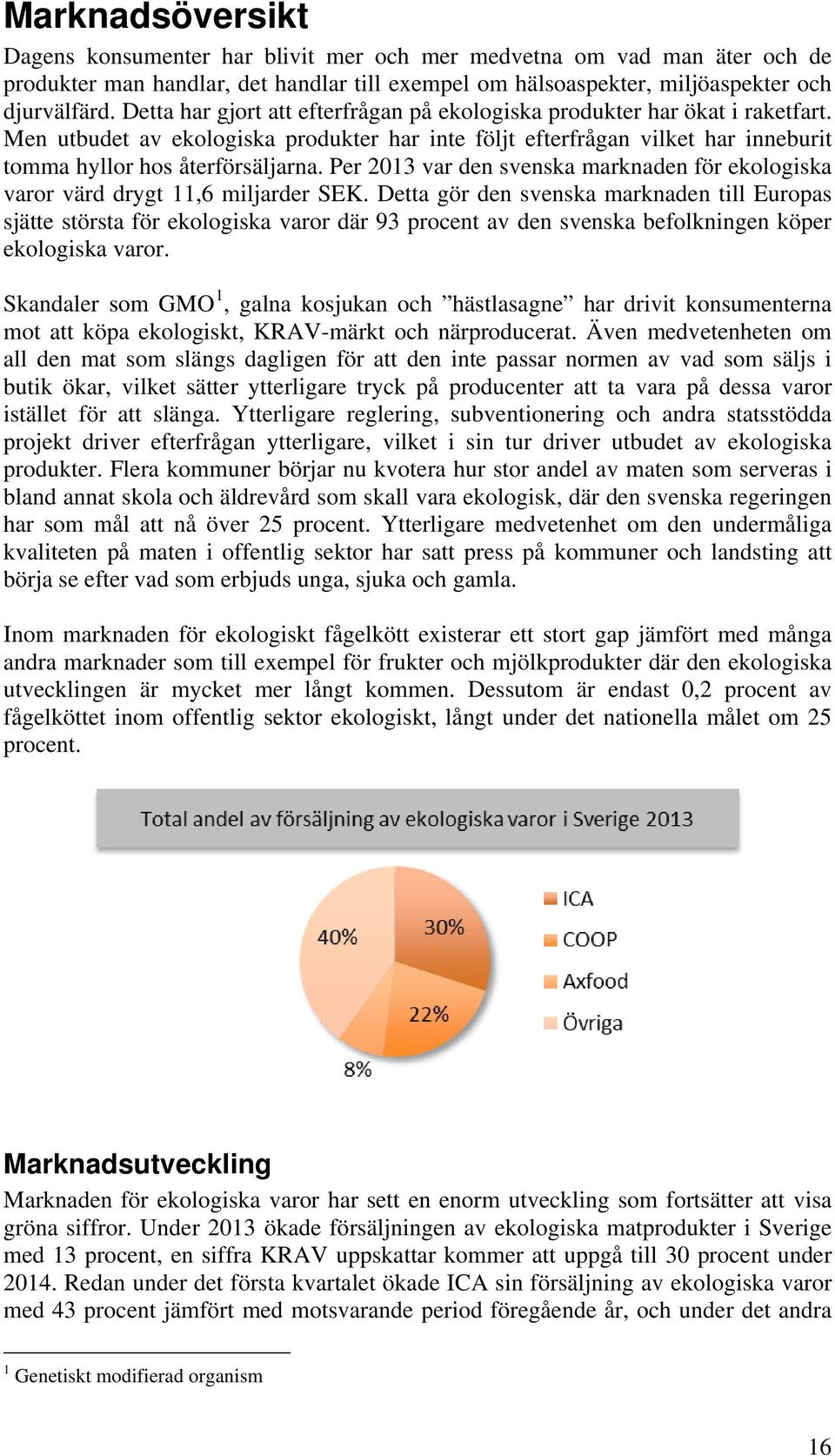 Per 2013 var den svenska marknaden för ekologiska varor värd drygt 11,6 miljarder SEK.
