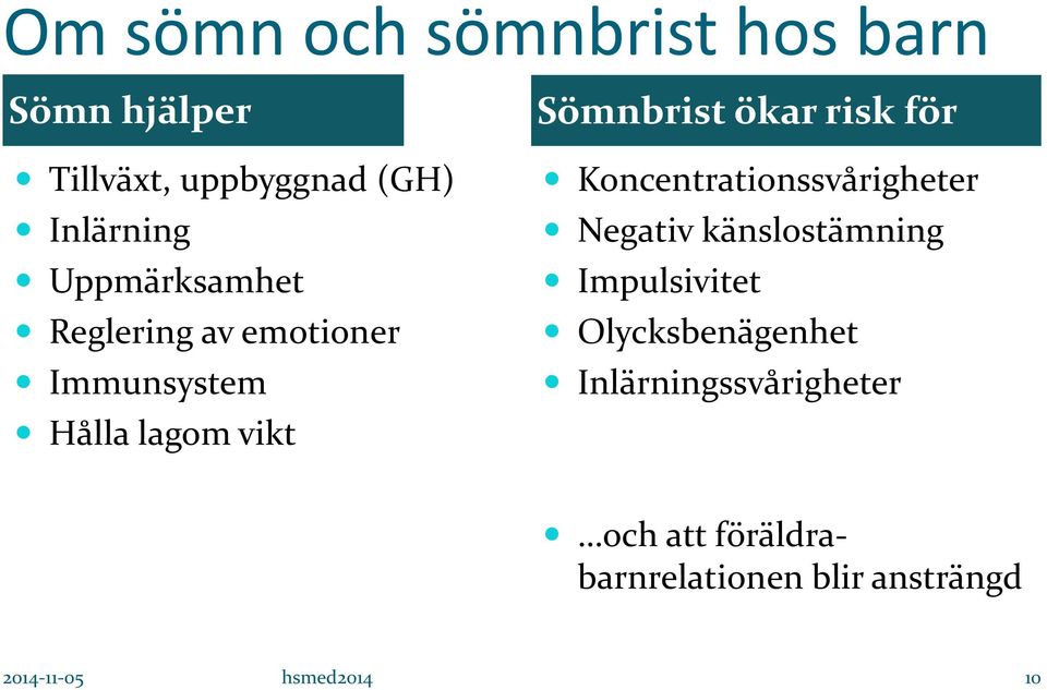 risk för Koncentrationssvårigheter Negativ känslostämning Impulsivitet