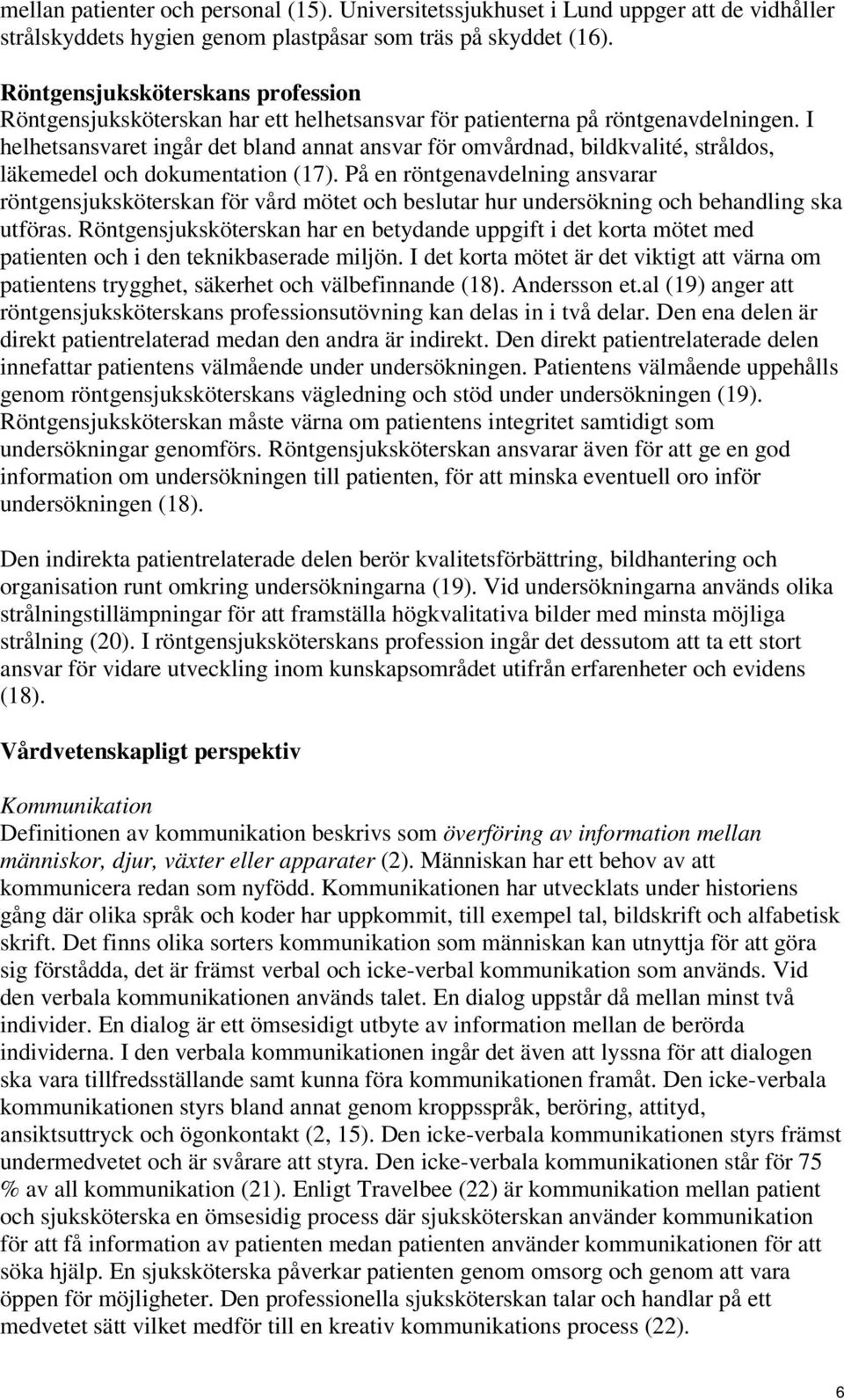 I helhetsansvaret ingår det bland annat ansvar för omvårdnad, bildkvalité, stråldos, läkemedel och dokumentation (17).