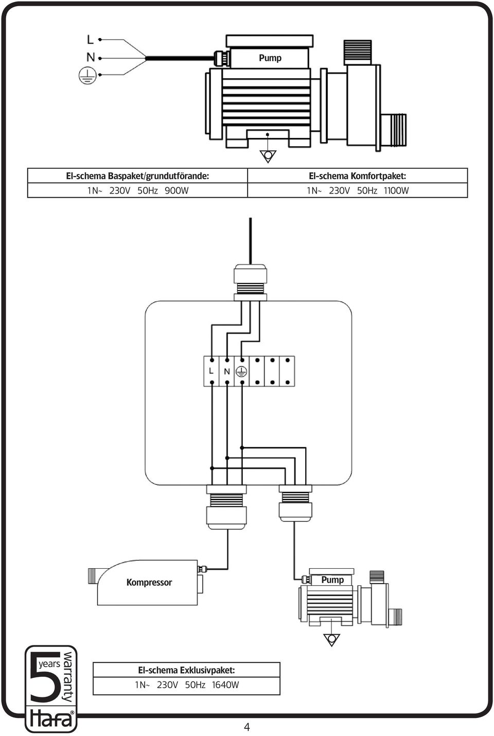 900W 1N~ 230V 50Hz 1100W Kompressor Pump