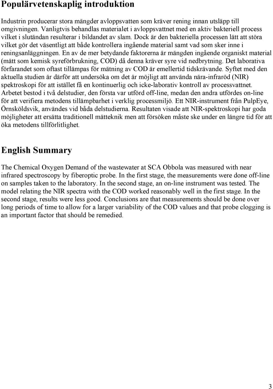 Biochemical oxygen demand