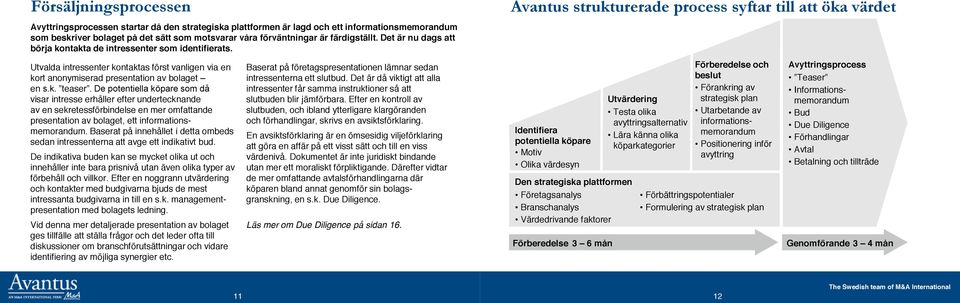 Utvalda intressenter kontaktas först vanligen via en kort anonymiserad presentation av bolaget en s.k. teaser.