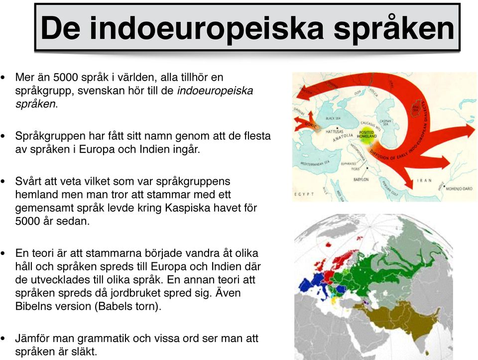 Svårt att veta vilket som var språkgruppens hemland men man tror att stammar med ett gemensamt språk levde kring Kaspiska havet för 5000 år sedan.