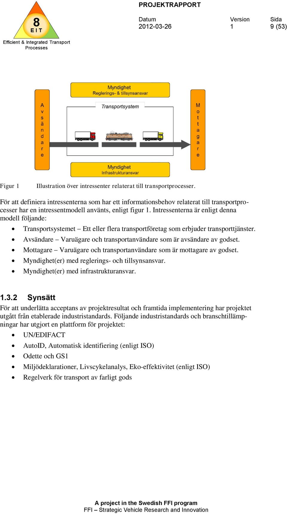 Intressenterna är enligt denna modell följande: Transportsystemet Ett eller flera transportföretag som erbjuder transporttjänster.