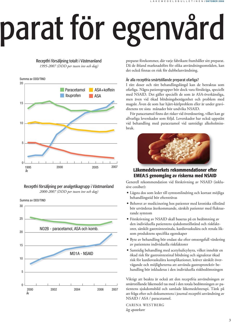 Summa av DDD/TIND 20 1 10 Paracetamol Ibuprofen ASA+koffein ASA Är alla receptfria smärtstillande preparat ofarliga? I rätt doser och rätt behandlingslängd kan de betraktas som ofarliga.