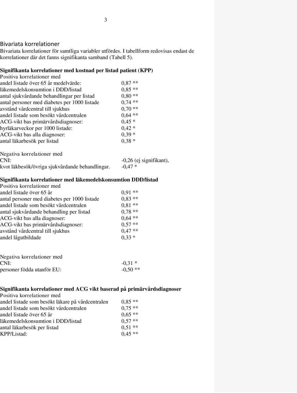 behandlingar per listad 0,80 ** antal personer med diabetes per 1000 listade 0,74 ** avstånd vårdcentral till sjukhus 0,70 ** andel listade som besökt vårdcentralen 0,64 ** ACG-vikt bas