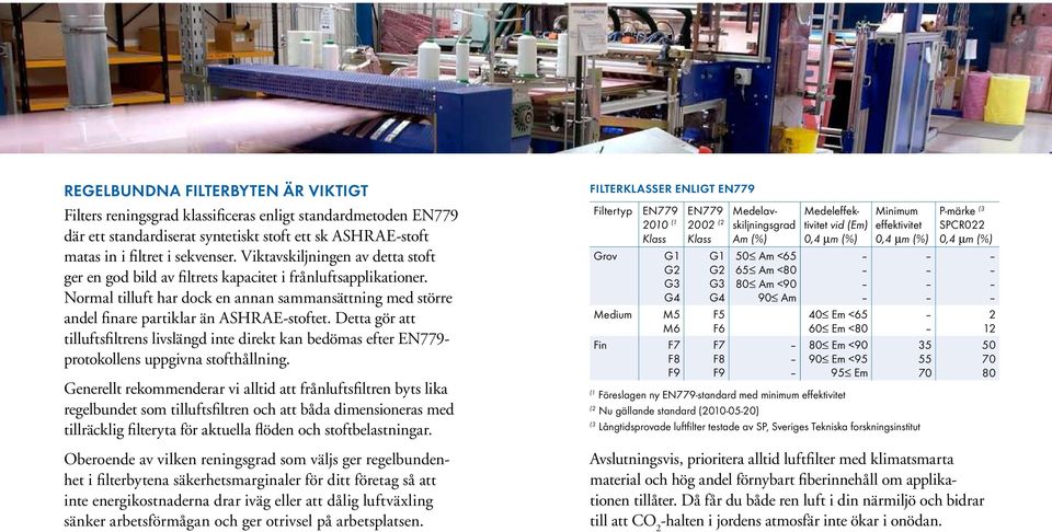 Detta gör att tilluft sfiltrens livslängd inte direkt kan bedömas efter EN779- protokollens uppgivna stofthållning.