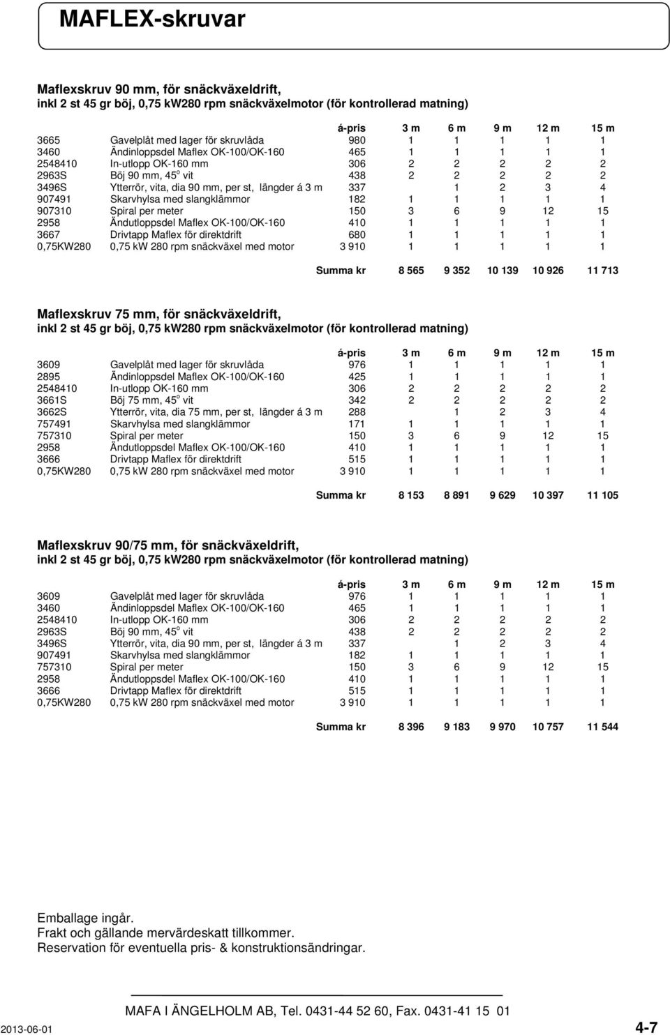 snäckväxel med motor Summa kr Maflexskruv mm, för snäckväxeldrift, inkl st gr böj, 0 snäckväxelmotor (för kontrollerad matning) á-pris m m m m m 0 Gavelplåt med lager för skruvlåda Ändinloppsdel