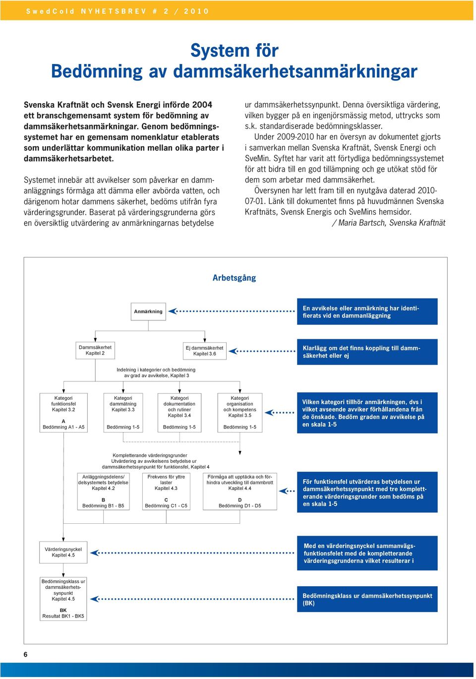 Systemet innebär att avvikelser som påverkar en dammanläggnings förmåga att dämma eller avbörda vatten, och därigenom hotar dammens säkerhet, bedöms utifrån fyra värderingsgrunder.