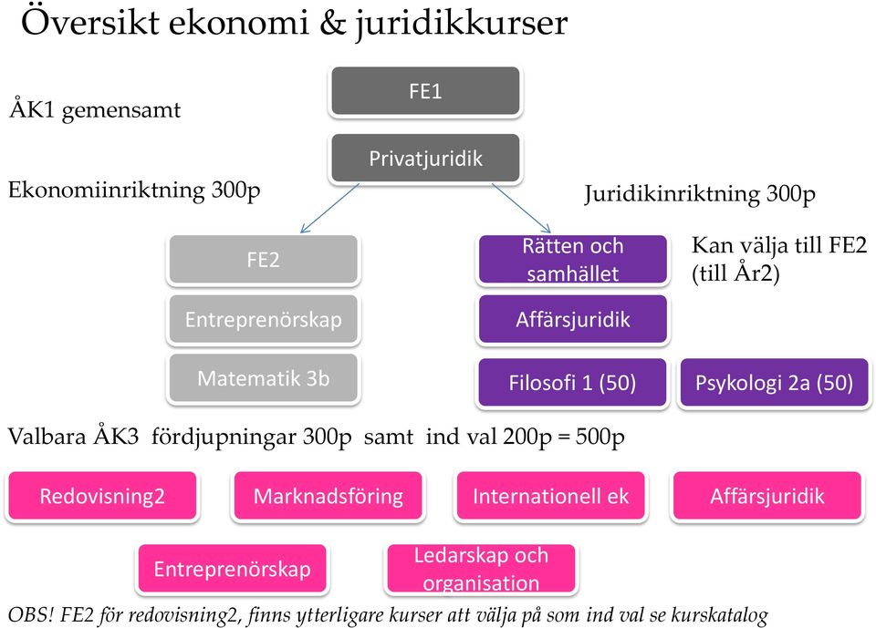 (50) Valbara ÅK3 fördjupningar 300p samt ind val 200p = 500p Redovisning2 Marknadsföring Internationell ek Affärsjuridik