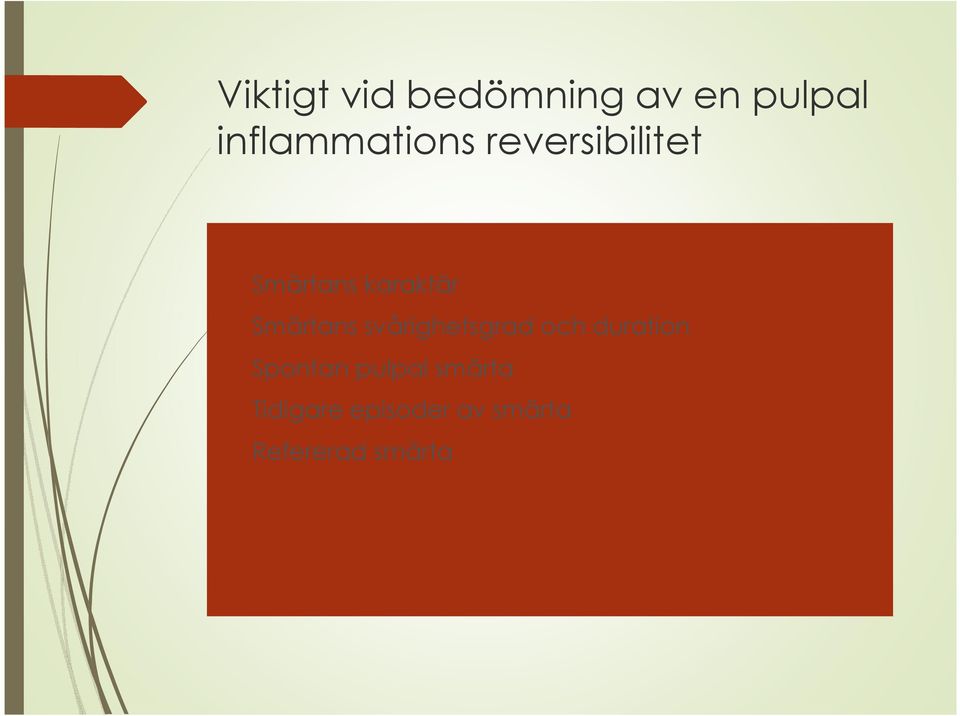 Smärtans svårighetsgrad och duration Spontan