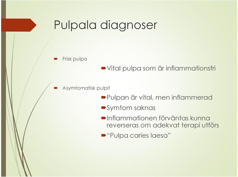 men inflammerad Symtom saknas Inflammationen förväntas