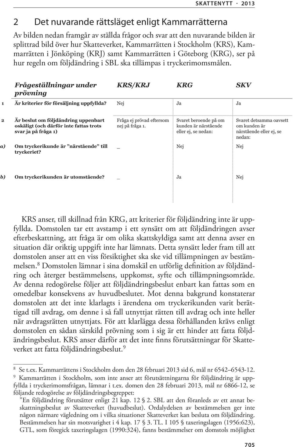 KRS anser, till skillnad från KRG, att kriterier för följdändring inte är uppfyllda.