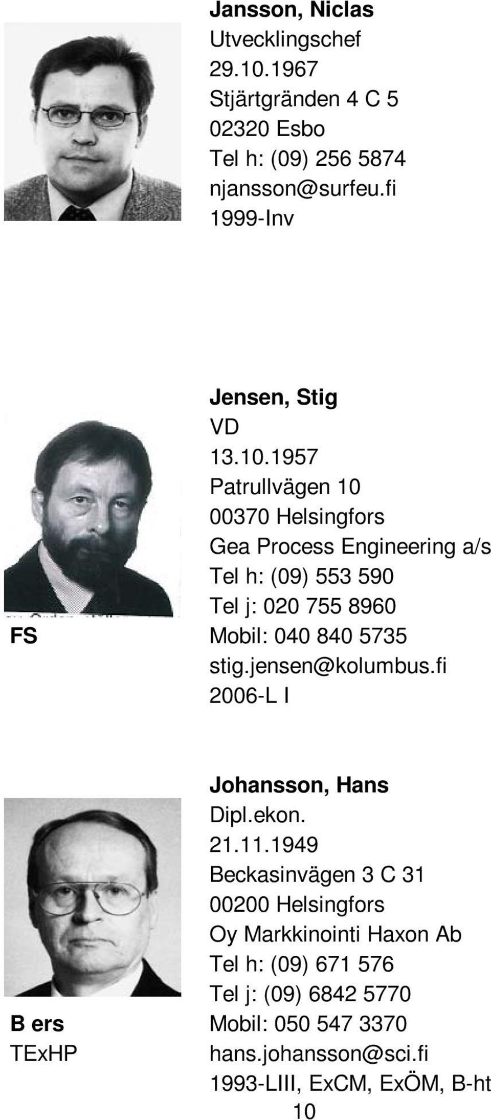 1957 Patrullvägen 10 00370 Helsingfors Gea Process Engineering a/s Tel h: (09) 553 590 Tel j: 020 755 8960 FS Mobil: 040 840 5735