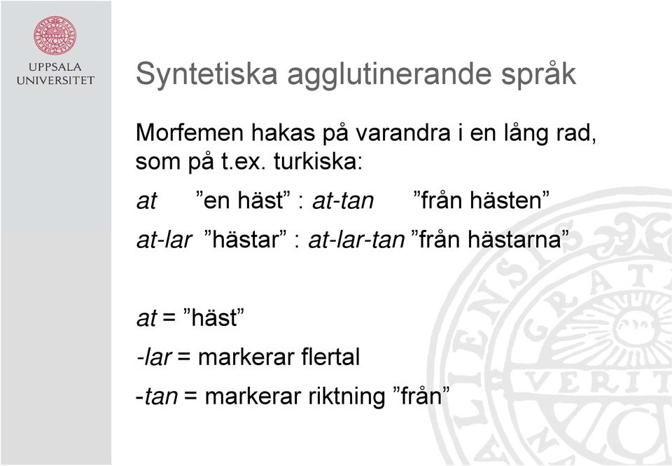 turkiska: at en häst : at-tan från hästen at-lar hästar :